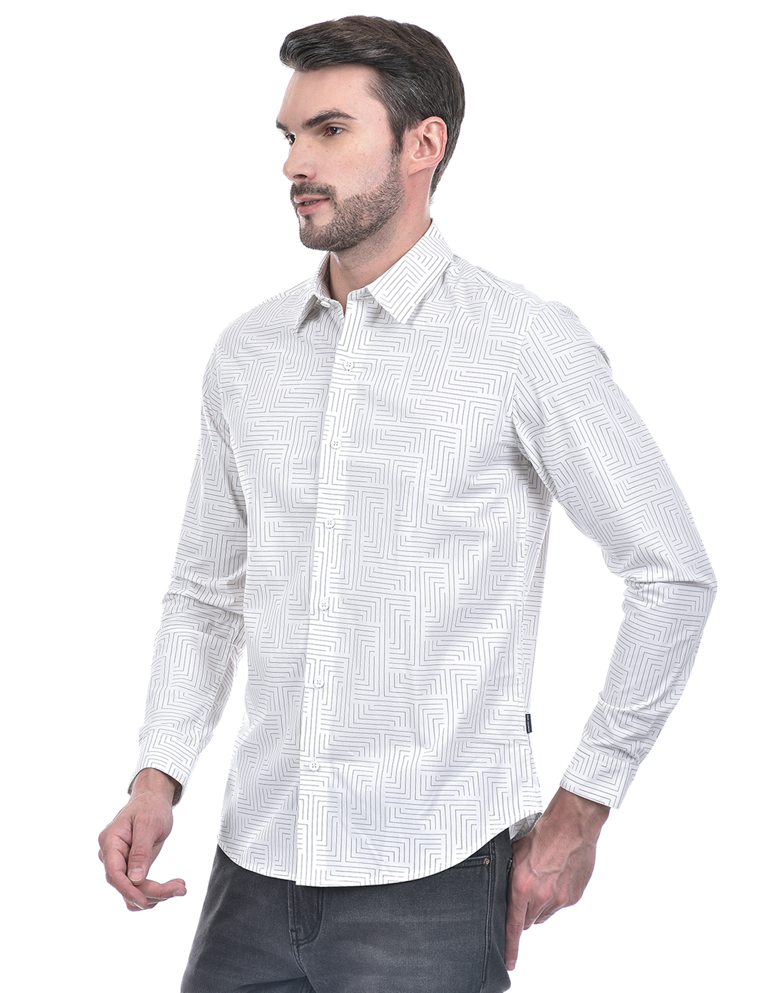 Numero Uno Men Abstract White Shirt